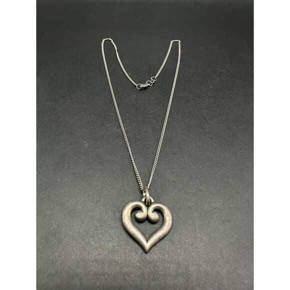 JAMES AVERY Sterling Silver Heart Scroll Pendant on Chain Necklace 18” - Picture 2 of 8